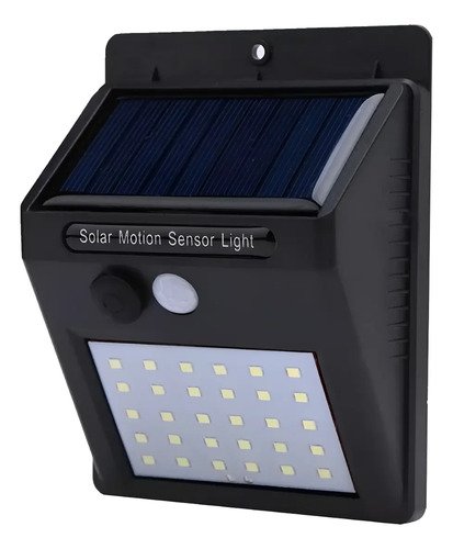 Lampara Solar Foco Potente 20 Led - Sensor Celula Luz Farol Negro