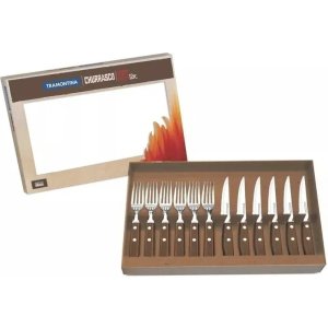 Juego De Cubiertos Para Asado Modelo Churrasco 12 Piezas Tyt Marrón