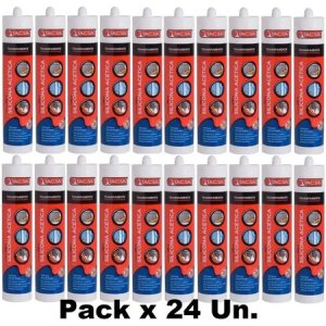 Silicona Acetica Transparente Blanca Sellador 280ml Pack X24