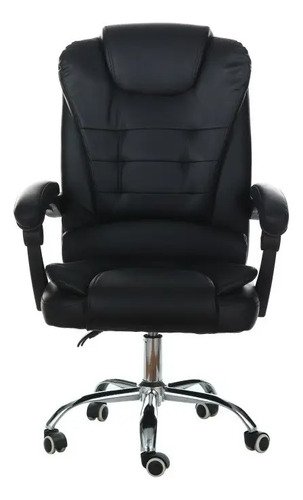 Sillon Ejecutivo Giratorio Negro Que Sal R07 Base Cromada Ergonómica Con Ruedas Cuero Sintético - Imagen 3