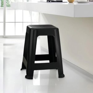 Taburete Mor Bela Vista Preto De Plástico Negro Con 120 Kg De Soporte Hermosa Vista