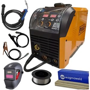 Soldadora 3 En 1 Inverter Mig Tig Mma 200 + Careta + Alambre Naranja