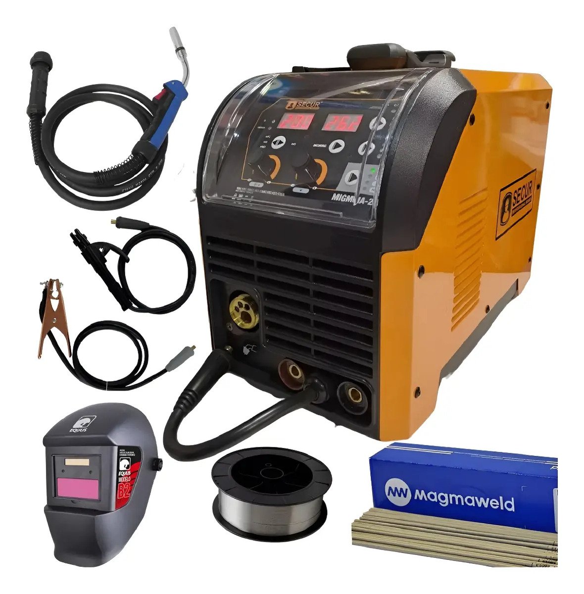 Soldadora 3 En 1 Inverter Mig Tig Mma 200 + Careta + Alambre Naranja