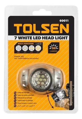 Linterna Luz 7 Led Minero P/cabeza Tolsen Multifunción 60011 Color De La Linterna Negro Color De La Luz Blanco - Imagen 3