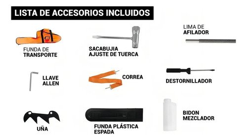 Motosierra Nafta Lusqtoff 45cc 2.5hp Esp. 18' Carlton Walbro Naranja - Imagen 3