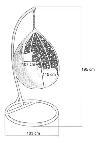 Hamaca Nido Colgante Estructura Metalica Jardín Terraza Lcm Negro Nido - Imagen 3