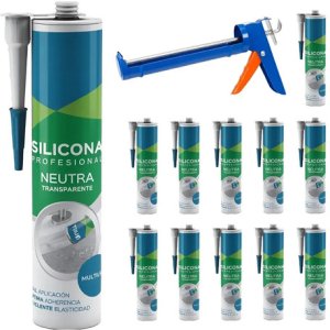 Silicona Neutra En Cartucho 280ml Pack X 12 + Pistola De Apl