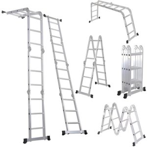 Escaleras Aluminio Andamio Multifuncion 3.5m 12 Escalones Plata