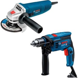 Kit De Amoladora Bosch Gws850w+kit De Taladro Bosch Gsb13re De 750 W Y Azul