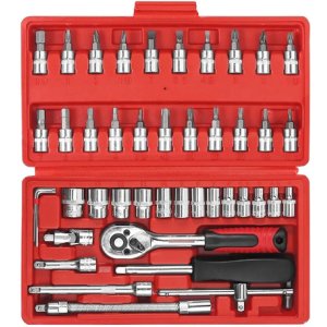 Set Juego Caja Herramientas 46 Piezas Dados Chicharra Rojo Rojo