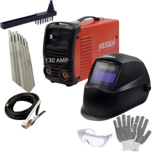 Maquina De Soldar Mma 130 A Energy + Careta De Proteccion Color Rojo Frecuencia 50-60