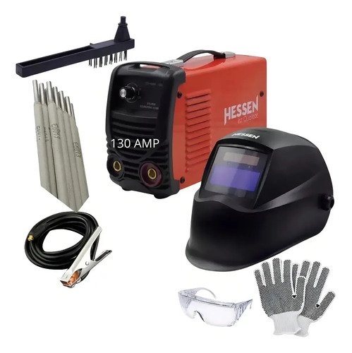 Maquina De Soldar Mma 130 A Energy + Careta De Proteccion Color Rojo Frecuencia 50-60