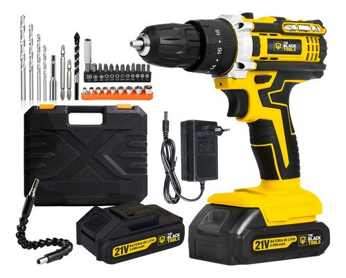 Taladro Destornillador Con 2 Baterías Y Kit De Accesorios Amarillo