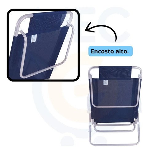 Silla Reclinable De Aluminio De 6 Posiciones De Verano Praia Mor Color Blue Azul - Imagen 9