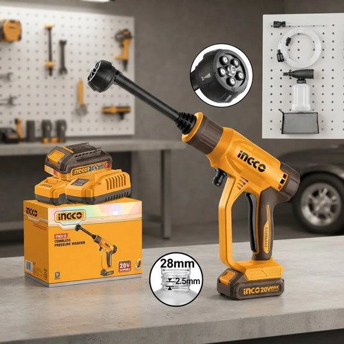 Hidrolavadora A Batería Ingco P20s 20v 2.8l/min Con Cpwli205 Amarillo 24 - Imagen 2