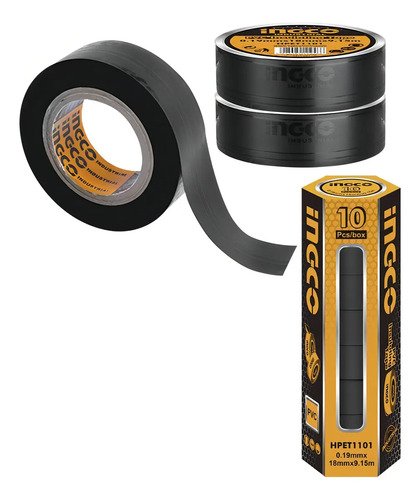 Huincha Cinta Aisladora Pvc 18mm X 9.15mts 10und Hpet1101 Negro - Imagen 3