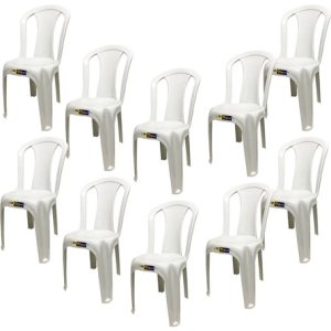 Pack De 10 Sillas Sol Plast Clássica Sin Brazos, Plástico Blanco, Apilables Y Resistentes