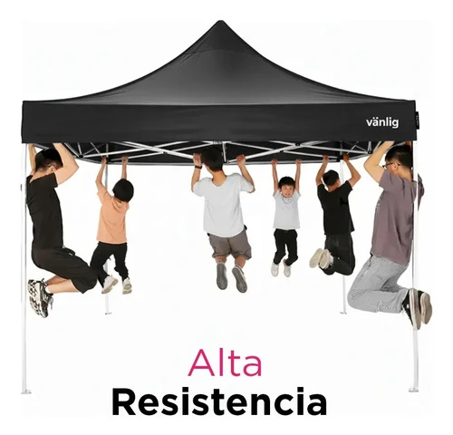 Toldo Gazebo 3x3 Plegable Fiesta Retractil Americano Vanlig® Color Negro - Imagen 4
