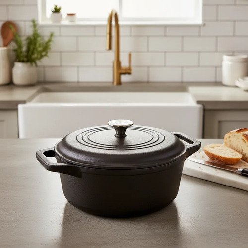 Olla Hierro Esmaltado 4l/24cm C/asas Ref34917 Victoria Negro