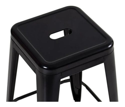 Taburete Tolix De Metal Industrial Con Diseño De Hierro, 76 Cm, Kit 2 Cromado Negro - Imagen 9
