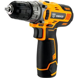 Taladro Atornillador Inalámbrico Deko 12v 10mm 2 Velocidades Y Torque 28nm Amarillo 60hz