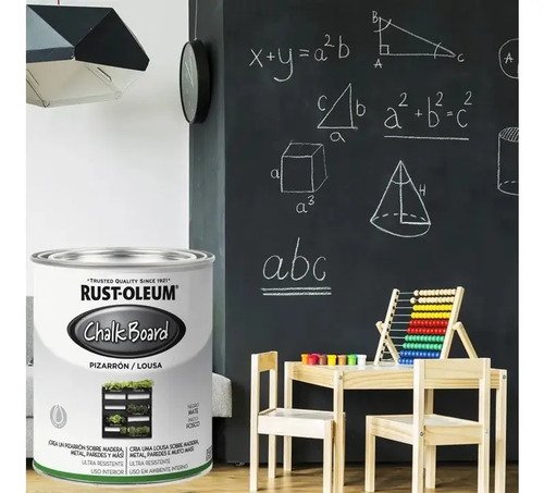 Pintura Para Pizarrón Base Agua Chalkboard 0,887l Rust Oleum Color Negro - Imagen 7