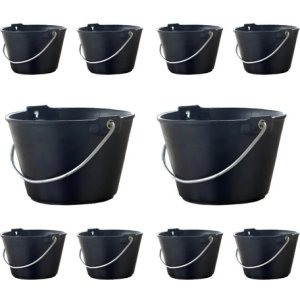 Pack X10 Balde Para Obra Plastico Reforzado Negro Negro