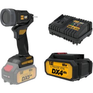 Linterna Cat Dx63b 18v Cabeza Giratoria Luz Blanca + Batería 4ah + Cargador Blanco Negro