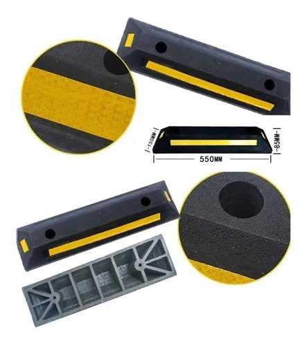 Tope Tranca Para Estacionamiento/parking/garage Reflectivo Negro - Imagen 2