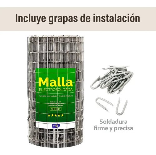 Tejido Malla Electrosoldada Galvanizada Rollo 1.0m X 25 Mts Color Alumino - Imagen 5