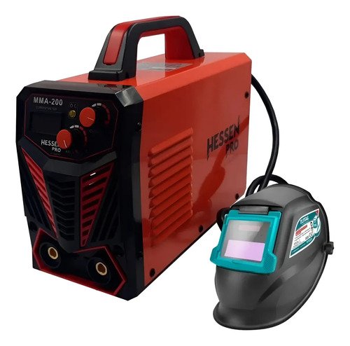 Soldadora Inverter Mma 200amp Hessen Pro + Careta Fotocroma Naranja