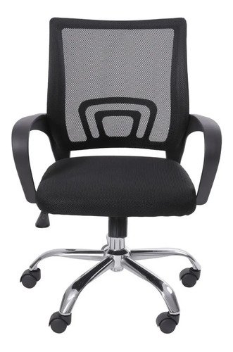 Silla De Escritorio Boxbit 3310 Base Cromada Ergonómica Negra Con Tapizado De Mesh Y Poliéster Negro Poliéster/mesh - Imagen 3
