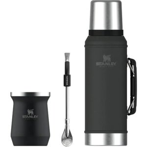 Combo Stanley Clásico, Termo Classic 940ml + Mate Acero Inox. 230ml + Bombilla - Negro Mate