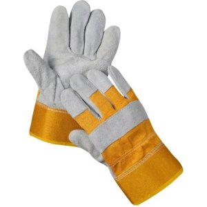 Guantes De Cuero De Trabajo Algodon Pvc Reforzado Azul