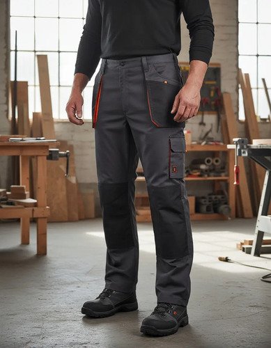 Pantalón Fup 08090 Hombre Cargo Naranja Talle M Gris Oscuro Ty