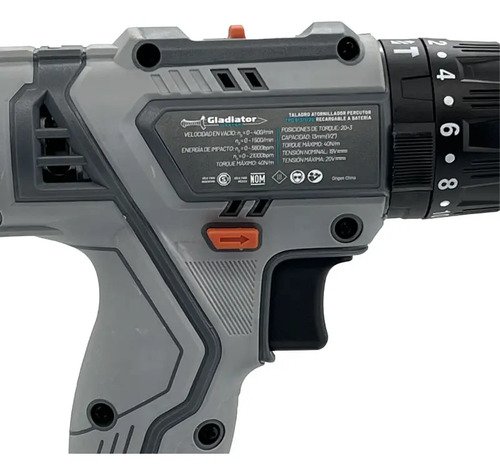 Taladro Atornillador Percutor C/bat Gladiator Gris 50/60 - Imagen 6