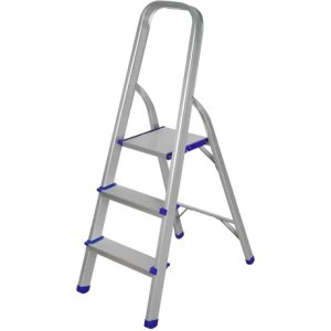 Escalera Doméstica Aluminio 3 Escalones Plegable The Kitchen 1.17m Plateado