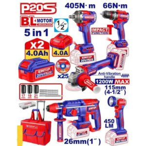 Kit Emtop 5 Herramientas Inalámbricas New