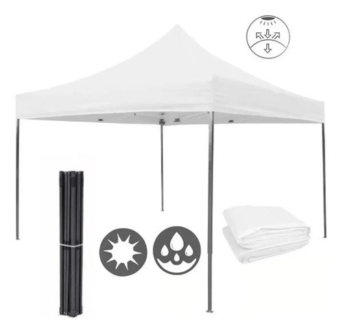 Gazebo 3x3 Reforzado, Impermeable Con Filtro Uv. Calidad Color Blanco - Imagen 2