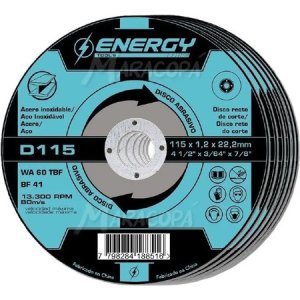 Disco De Corte Energy De Óxido De Aluminio Para Acero Inoxidable (pack De 10) Celeste/negro