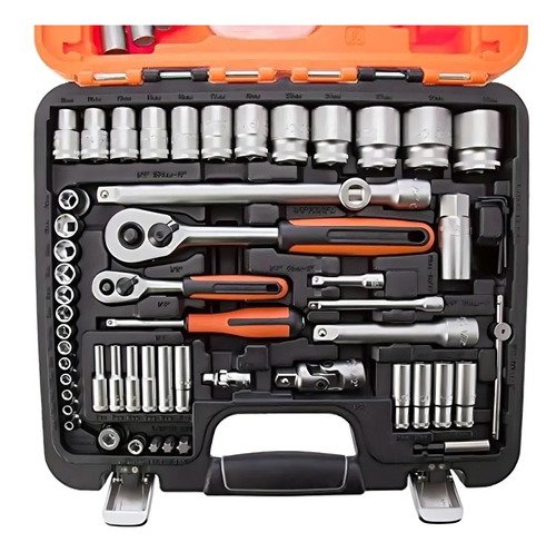 Juego De Dados Y Accesorios 1/4'' Y 1/2'' S910 Bahco Industr Naranja - Imagen 2