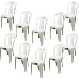 Kit De 11 Sillas De Bistró De Plástico Negro Para Hasta 182 Kg De Alta Resistencia, Color Blanco