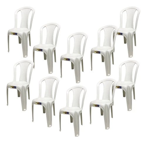 Kit De 11 Sillas De Bistró De Plástico Negro Para Hasta 182 Kg De Alta Resistencia, Color Blanco