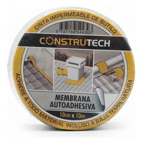 Membrana Adhesivo De Butilo 10cm Ancho Por Metros Construtech Plateado