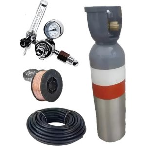 Tubo Cilindro Mezcla Mig + 2mts Manguera + Regulador + Rollo Azul Acero