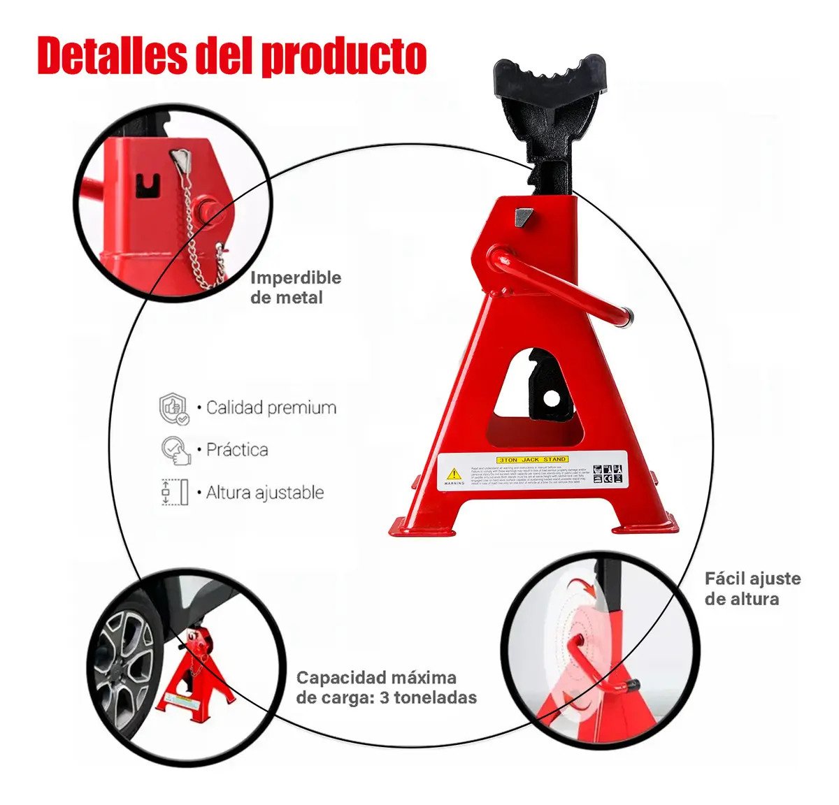 Torre De Soporte Para Auto Mcgrip De 1.5 T, Con Altura Ajustable De 28.5 A 42 Cm - Imagen 3