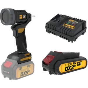 Linterna Cat Dx63b 18v Cabeza Giratoria Luz Blanca + Batería 2ah + Cargador Blanco Negro