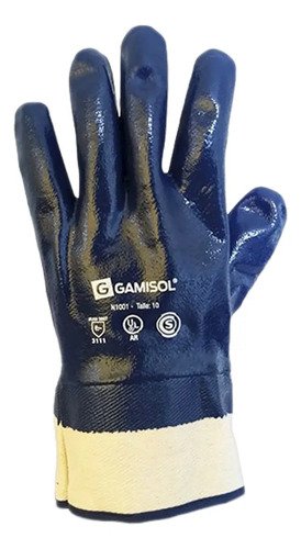 Guantes Gamisol De Algodón Con Nitrilo Antideslizantes, Iram Azul Oscuro - Imagen 2
