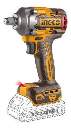 Llave De Impacto 400 Nm Inalambrica Ingco Ciwli20401 Color Naranja Frecuencia 50 Hz / 60 Hz - Imagen 2
