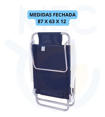 Silla Reclinable De Aluminio De 6 Posiciones De Verano Praia Mor Color Blue Azul - Imagen 6